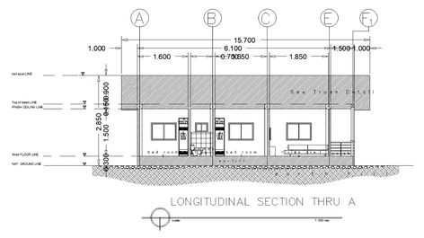 Longitudinal section view of 7x13m residential building is given in this AutoCAD drawing model. Download now. - Cadbull Furniture Layout Plan, Longitudinal Section, Drawing Model, 2bhk House Plan, Apartment Floor, Layout Plan, Apartment Floor Plans, Drawing Block, Architectural Section