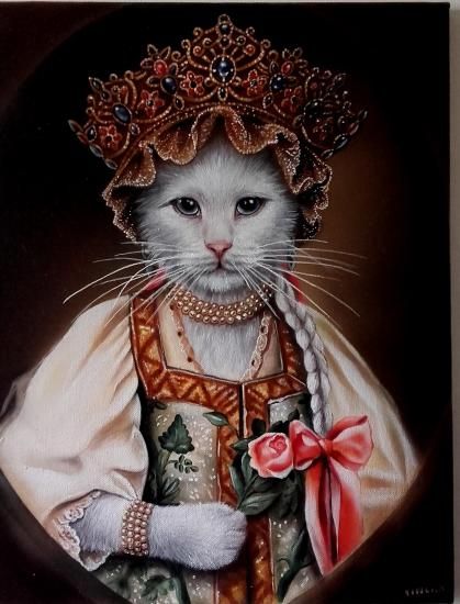 animaux en costume Cat Fails, Animal Portraits Art, Cat Art Print, Cat Posters, Cat Costumes, Arte Fantasy, Animal Heads, Cat Portraits, Cat Painting