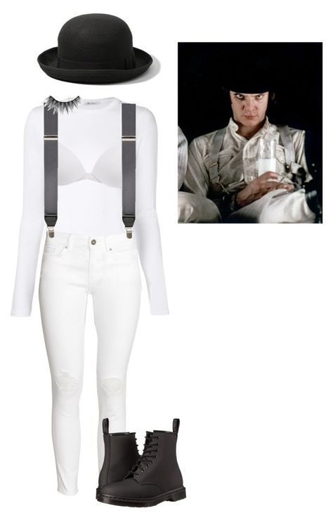 "Female Droog (Movie version)" by thisrandomusername ❤ liked on Polyvore featuring Abercrombie & Fitch, T By Alexander Wang, H&M, Calvin Klein, Saddlebred and Dr. Martens Horror Movie Costumes, 31 Nights Of Halloween, Fantasias Halloween, Movie Costumes, Halloween Inspiration, T By Alexander Wang, Horror Movie, Alexander Wang, Good Movies