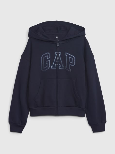 Soft knit hoodie.  Hooded neckline.  Long sleeves with dropped shoulders and banded cuffs.  Gap arch logo at front.  Front kanga pockets.  Banded hem.  Straight, easy fit.  Hits at the hip. Cute Gap Hoodie, Gap Hoodies, Hoodies For Men, Cheap Long Sleeve Gap Hoodie, Gap Hooded Hoodie For Streetwear, Clothes For School, Gap Hoodie, Blue Gap Hoodie, Gap Winter Hoodie