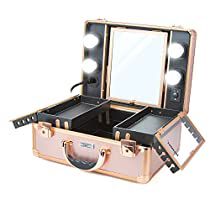 Check this out! Ordinary Makeup, Dimmable Lights, Professional Makeup Case, Makeup Cases, Makeup Train Case, Mirror Makeup, Makeup Travel Case, Travel Size Bottles, Metal Hinges