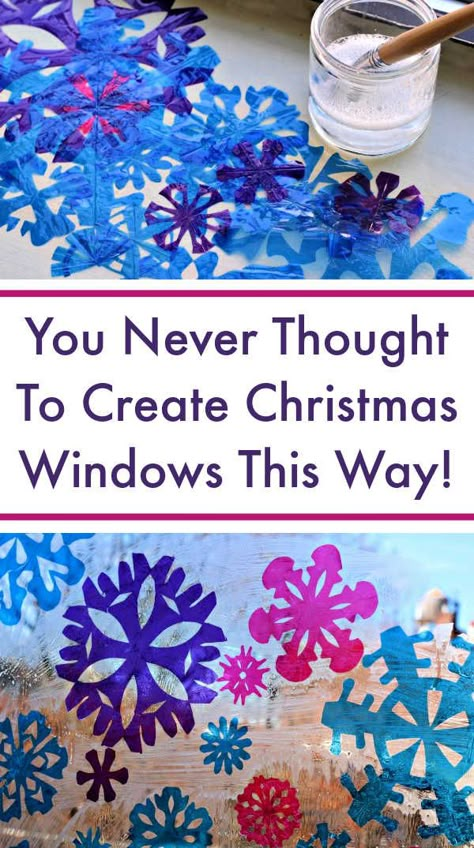 Window Wonderland Ideas, Winter Classroom Window Decorations, Snowflake Window Art, Snowflake Window Display, Contact Paper Window Art, Classroom Window Decorations, Art Techniques For Kids, Diy Crafts For Toddlers, Window Snowflakes