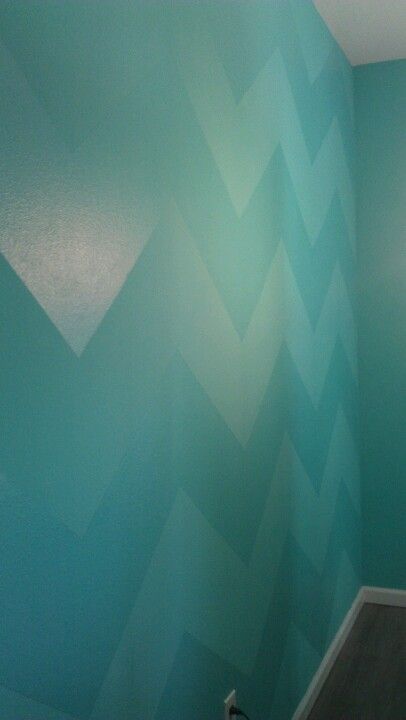 Chevron wall in my craft room.. just used a gloss Zig Zag Wall Paint, Pink And Teal Chevron Wall, Hand Painted Chevron Wall, Pink And Grey Chevron Wall, Pink And Turquoise Geometric Wall, Kids Bedroom Paint, Room Paint Designs, Contemporary Wallpaper Designs, Wall Texture Design