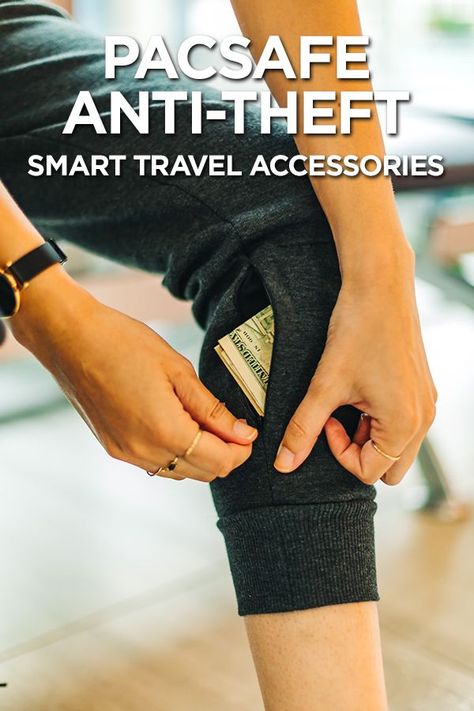 Jun 24, 2018 - Our in-depth review of Pacsafe’s Anti-Theft Women's Transit Travel Pant, Citysafe Tote, and Camsafe V9 Camera Sling Pack. Travel Bag Sewing, Pacsafe Backpack, Celana Kargo, Travel Security, Travel Pants, Travel Collection, Bags Travel, Anti Theft, Sport Wear