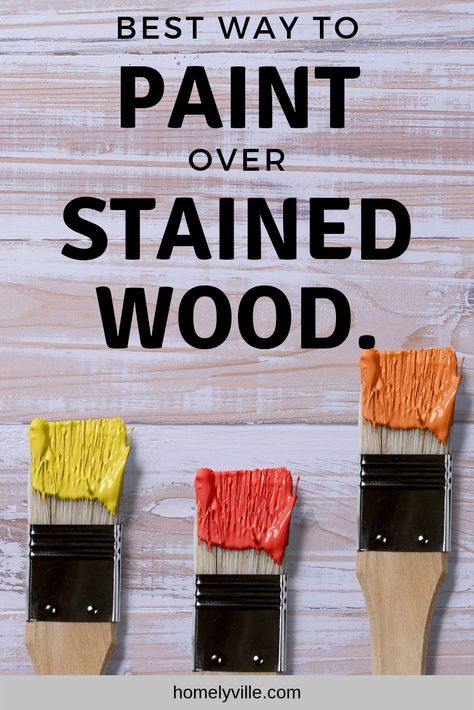 We all know that wood stain goes deep into the surface. It can be hard to cover, but it’s not impossible! Here’s my guide to painting over stained wood. #stainedwood #paintingoverstainedwood #stainedwoodpainting Paint Over Stained Wood, Painting Over Stained Wood, Paint Stained Wood, Staining Wood Floors, Furniture Painting Tips, High Gloss Furniture, Furniture Flipping, Furniture Painting Techniques, Bathroom Refresh