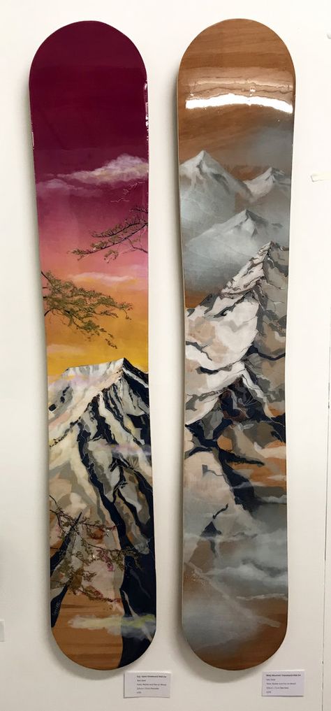 Snow Board Designs, Snowboard Painting Diy, Snowboarding Painting Easy, Snowboard Painting Ideas, Snowboard Ideas Design, Snowboard Painting, Painted Snowboard, Snowboard Art Design, Snowboard Board Design