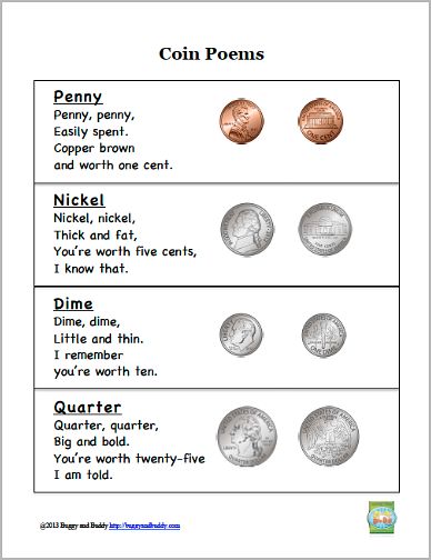 coin poem printable (Use in holiday plan when buying gifts) Learning Coins, Coins Kindergarten, Money Kindergarten, Teaching Kids Money, Learning Money, Teaching Money, Money Activities, Counting Coins, Money Math