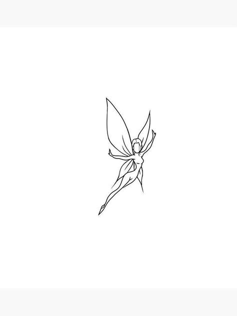 Easy Fairy Tattoo, Simple Fairy Wings Tattoo, Fairy Line Tattoo, Small Fairy Tattoos Simple, Fairy Outline Tattoo, Fairy Tattoo Designs Unique, Fairytale Tattoos, Faerie Tattoo, Small Fairy Tattoos