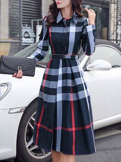 A-line Casual Checkered/Plaid Brushed Long Sleeve Midi Dress Midi Dress Work, Solid Midi Dress, Checkered Dress, Daytime Dresses, Midi Dress Party, Daily Dress, Long Sleeve Midi, Long Sleeve Midi Dress, Plaid Dress