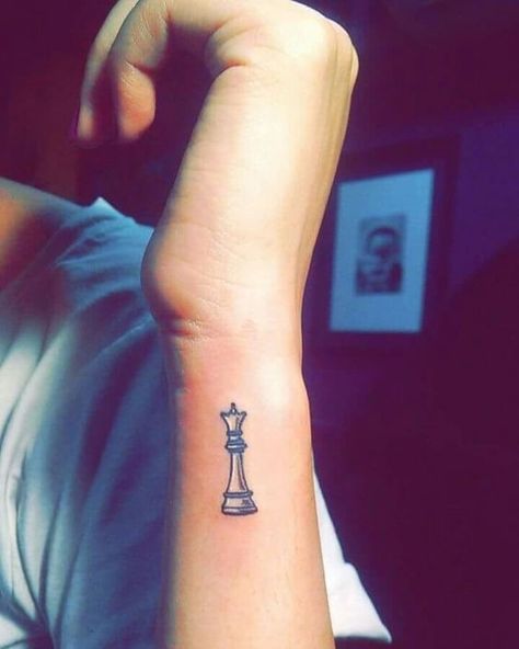 Hand Tattoo Ideas Female, Queen Chess Piece Tattoo, Match Tattoo, Tattoo Bts, Chess Piece Tattoo, Miniature Tattoos, Chess Tattoo, Designer Tattoo, Barcode Tattoo