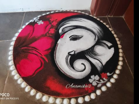 Ganpati Bappa Rangoli Simple, Ganesh Festival Rangoli Designs, Ganapati Rangoli Designs Latest, Rangoli For Diwali Festivals Latest, Ganesha Rangoli Design Beautiful, Trendy Rangoli Designs, Ganpati Bappa Rangoli Designs, Ganapati Rangoli Designs, Ganesh Chaturthi Rangoli