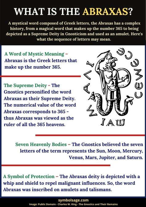 A sequence of Greek letters purported to hold deep meaning, the Abraxas is an important phrase in Gnosticism. Alchemy Meaning, Dark Sigil, Ireland Facts, Cartoon Witch, Spiritual Religion, Charmed Book Of Shadows, Spiritual Awakening Signs, Types Of Magic, Rune Symbols