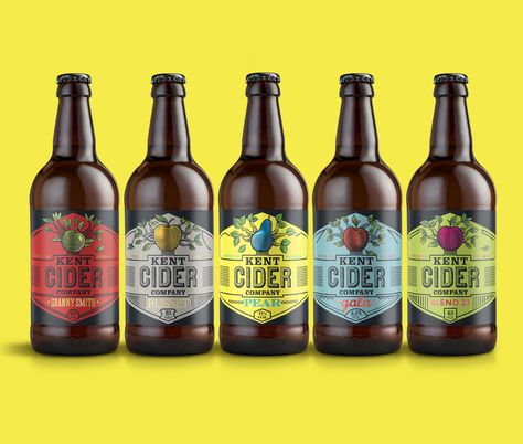 Kent Cider Company Redesign Micro Brewery Design, Cider Packaging, Beer Packaging Design, Alcohol Design, Craft Cider, Beer Label Design, Alcohol Packaging, Drink Labels, Hard Cider