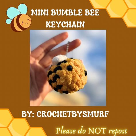 CrochetBySmurf | Hey all! I know there are a ton of bumble bee patterns out here, but I couldn’t find one that was right for me for my keychains that I… | Instagram Sewing Bee, Crochet Keychain, Please Do, Bumble Bee, Keychains, Free Pattern, I Know, Amigurumi, Crochet Patterns