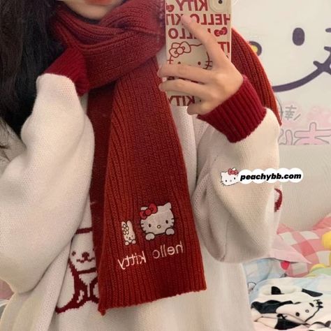 ♡ Material: knit♡ Machine Wash Light with Cold Water /Dry Clean Hang Dry Only♡ Order Processing Time: 10 business days Christmas Crochet Scarf, Scarf Pattern Design, Pattern Design Ideas, Crochet Scarf Pattern, Winter Red, Red Scarf, Cartoon Cute, Anime Kawaii, Christmas Crochet