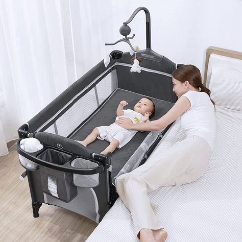 ANGELBLISS 5 in 1 Baby Bassinet Bedside Sleeper, Rocking Bassinet for Baby, Easy Folding Portable Playards, Pack and Play with Mattress, Diaper Changer Baby Bedside Crib, Baby Bassinet Bedside, Baby Bedside Sleeper, Rocking Bassinet, Bedside Bassinet, Bedside Sleeper, Bed Bassinet, Bedside Crib, Baby Activity Center