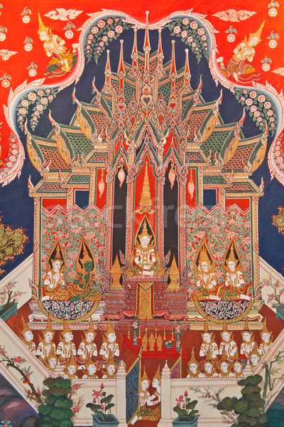 Thai Art Painting, Thai Architecture, Thai Temple, Cambodian Art, Thailand Adventure, Thailand Art, Religious Painting, Ganesha Art, Thai Art