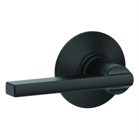 Shop Schlage   Latitude Matte Black Passage Door Lever at Lowe's Canada. Find our selection of door levers at the lowest price guaranteed with price match + 10% off. House Improvement, Door Handle Sets, Black Door, Door Lever, Doors And Hardware, Interior Door Handles, Door Levers, Beautiful Spaces, Black Doors