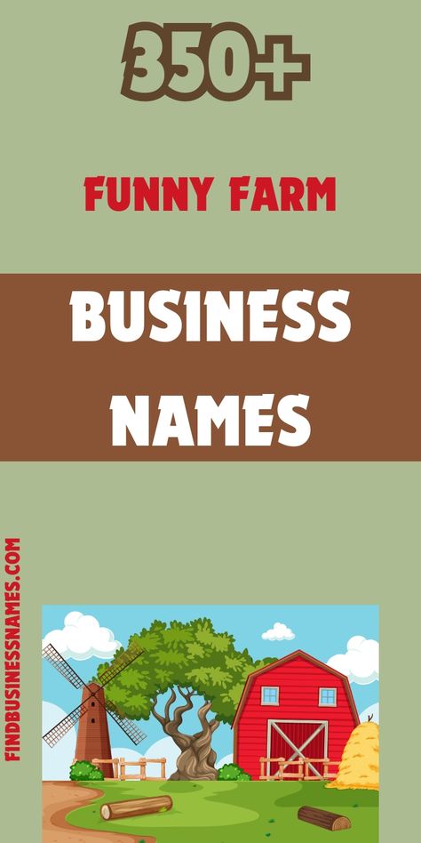 Find inspiration for your agribusiness with these hilarious farm business names! 

Perfect for adding a touch of humor to your brand, these creative names will make your farm stand out. 

#FunnyFarmBusinessNames Funny Farm Names, Farm Names, Country Boutique, Happy Farm, Farm Business, Funny Farm, Name Suggestions, Creative Names, Farm Stand