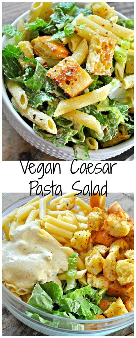 Vegan Caesar Pasta Salad - Rabbit and Wolves Salad Caesar, Rabbit And Wolves, Caesar Pasta Salad, Caesar Pasta, Resep Pasta, Vegan Caesar, Resep Salad, Vegan Salad Recipes, Pasta Salads