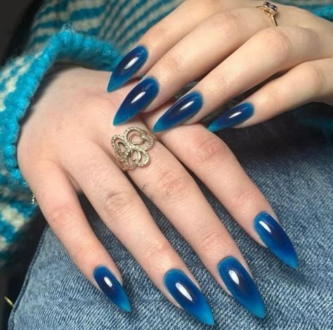 French Manicure Long Nails, Punk Nails, Blue Nail, Jelly Nails, Nagel Inspo, Cat Kuku, Dream Nails, Funky Nails, Pretty Acrylic Nails