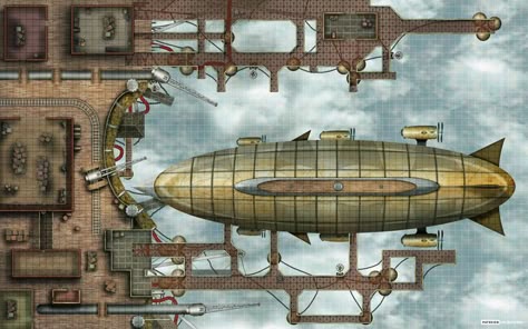 A place for high flying adventurers to gain passage on a mighty ship of the air. #lokebattlemats #battlemap #battlemat #map #dnd #rpg #ttrpg #whfrp #pathfinder #dungeons #dragons #5e #fantasy #dungeon #steampunk #airship #skyship Ville Steampunk, Air Elemental, Sky Ship, Dnd Battle Maps, Underground Dungeon, Steampunk City, Dnd World Map, Fantasy Town, Dnd World