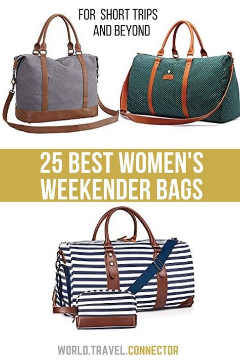 Check out top 25 women's weekender bags for weekend gateways, short trips, travel and beyond I Best Weekend Bags for Women I Leather Weekend bags for Women I Canvas Weekend Bags for Women I Travel Weekend Bags for Women I Fashion Weekend Bags for Women I Large Weekender Bag I Small Weekender Bag for Women I #Weekend #Bag #Women #Travel #Best #Weekender Weekender Bags For Women, Best Weekender Bag For Women, Weekend Bags For Women, Overnight Bags For Women, Large Weekender Bag, Womens Weekender Bag, International Travel Essentials, Canvas Weekender Bag, Best Travel Backpack