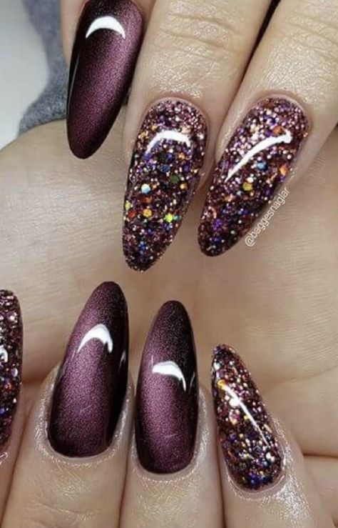 Matte Purple Nails, Classy Nail Art Ideas, Grey Nail Designs, Eye Nail Art, Elegant Nail Art, Fall Gel Nails, Ombre Nails Glitter, Stylish Nails Designs, Nail Art Designs Diy