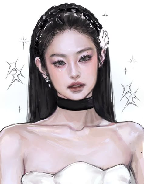 Jennie Digital Art, Jennie Drawing, Manga Watercolor, Pop Illustration, Graphic Design Cards, Best Anime Drawings, Kpop Drawings, 캐릭터 드로잉, Your Hairstyle