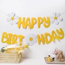 White Small Daisy Pull Flowers Chrysanthemum Flag Banner For Birthday Party Decoration Scene Bunting Room Flag Decor Supplies - AliExpress Daisy Happy Birthday Banner, Flower Party Themes, Daisy Decorations, Garland Birthday, Banner Material, Daisy Party, Its A Boy Banner, Banner Size, Happy Birthday Signs