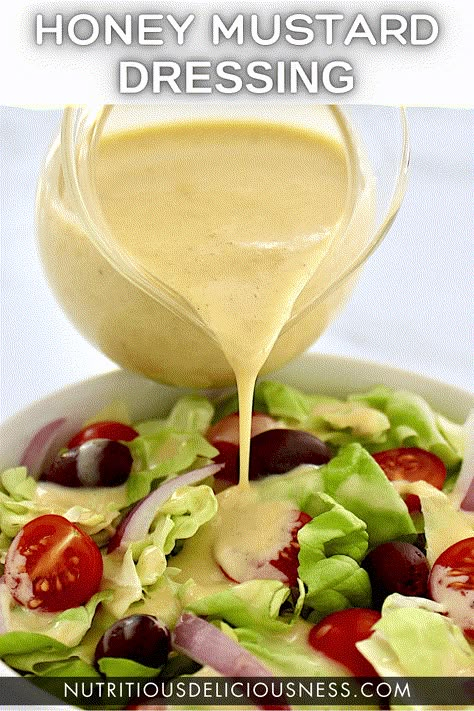 Honey Mustard Dressing Whip up this rich and flavorful Honey Mustard Dressing in just 5 minutes, and you'll skip the store-bought brands forever. Its creamy goodness makes a scrumptious dressing for salads or a dipping sauce for meats and veggies.  #honeymustarddressing #homemadesaladdressing Cooking From Scratch Recipes, Onion Honey, Honey Mustard Recipe, Honey Mustard Salad, Honey Salad Dressing, Mustard Recipes, Lemon Salad Dressings, Honey Mustard Salad Dressing, Mustard Salad