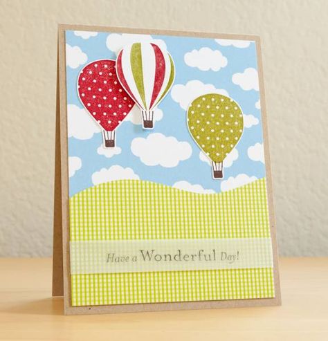 Hot Air Balloon Card, Balloon Card, Stampin Up Project, Hot Air Balloons, Stamping Up Cards, Air Balloons, Penny Black, Male Cards, Kids Cards