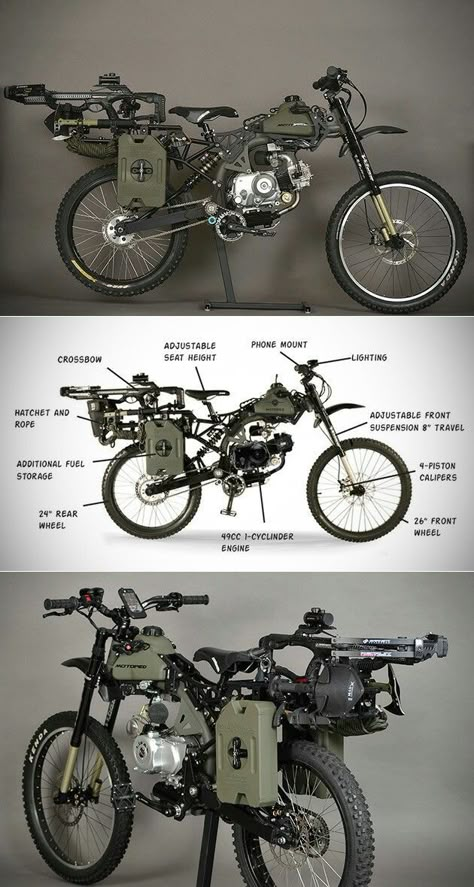 Motorised Bike, Bug Out Vehicle, Futuristic Motorcycle, Motorized Bicycle, Expedition Vehicle, Custom Bike, Adventure Bike, Mopeds, Mini Bike