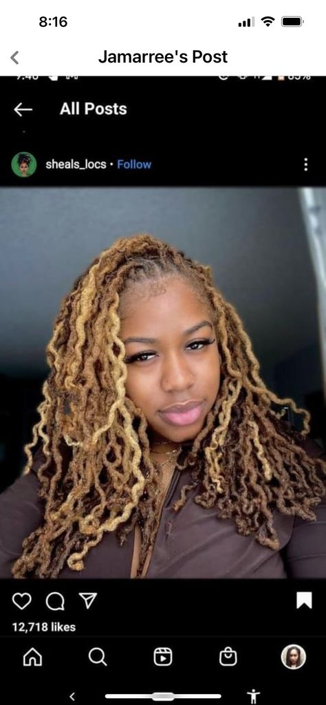 Ruby Red Locs, Blonde Highlights On Locs, Bridal Locs, Honey Blonde Locs, Locs Blonde, Loc Colors, Blonde Locs, Brown With Blonde, Blonde Dreads