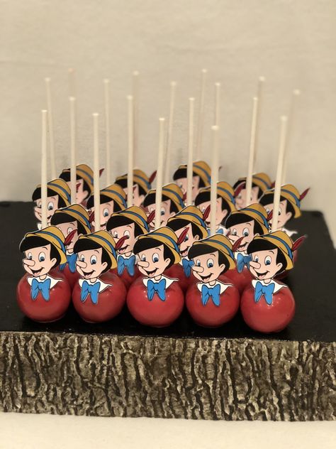 Pinocchio 1st Birthday, Pinocchio Theme Party, Pinocchio Party Ideas, Pinocchio Birthday Party, Pinocchio Cake, Themed Cake Pops, Theme Snack, Movie Night Theme, Girl Shower Themes