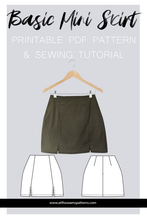 Basic Mini Skirt Pattern, Styling Patterned Skirt, Black Mini Skirt Pattern, Cute Skirt Patterns, Sewing Pattern For Skirt, Skirt Sewing Pattern Easy, Miniskirt Pattern Free, Sewing Pattern Mini Skirt, Free Trendy Sewing Patterns