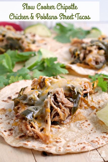 Frugal Foodie Mama: Slow Cooker Chipotle Chicken & Poblano Street Tacos Chicken Poblano, Chipotle Chicken, Street Tacos, Best Slow Cooker, Stuffed Poblano Peppers, Savory Recipes, Slow Cooker Chicken, Mexican Food, Cooker Recipes