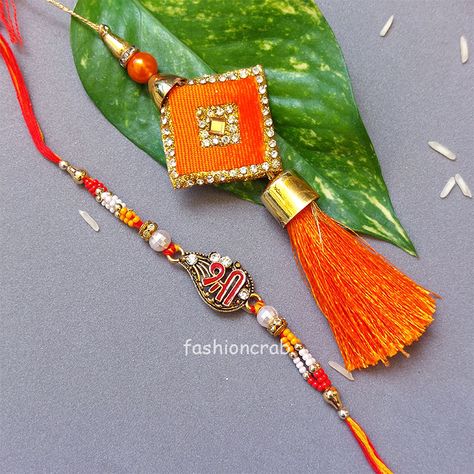 One Shree Rakhi with Orange Tassel Lumba
 Complimentary Roli & Chawal Pouch
 Handmade in India
 Good Quality
 No Return/ No Exchange
 Non Refundable item Rakhi Online, Rakhi For Brother, Handmade Rakhi, Pouch Handmade, Bollywood Style, Bollywood Fashion, Perfect Pair, Jewelry Set, Tassels