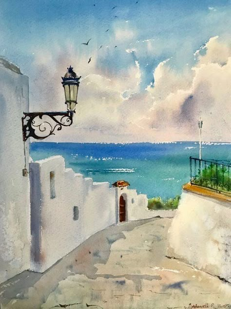 Nerja, Andalucía, España Greece Painting, Landscape Design Drawings, Canvas For Beginners, Watercolor Architecture, Canvas Painting Ideas, Landscape Design Plans, Landscape Paintings Acrylic, Landscape Photography Nature, 수채화 그림