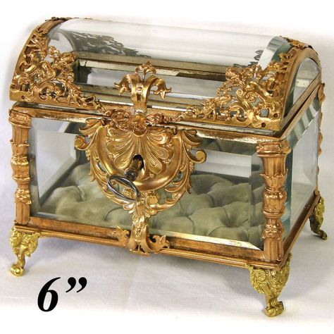 Jewerly Boxes, Jewelry Casket, Antique Jewelry Box, Glass Box, Antique Boxes, Jewelry Organizer Box, Glass Boxes, Vintage Vanity, Beveled Glass