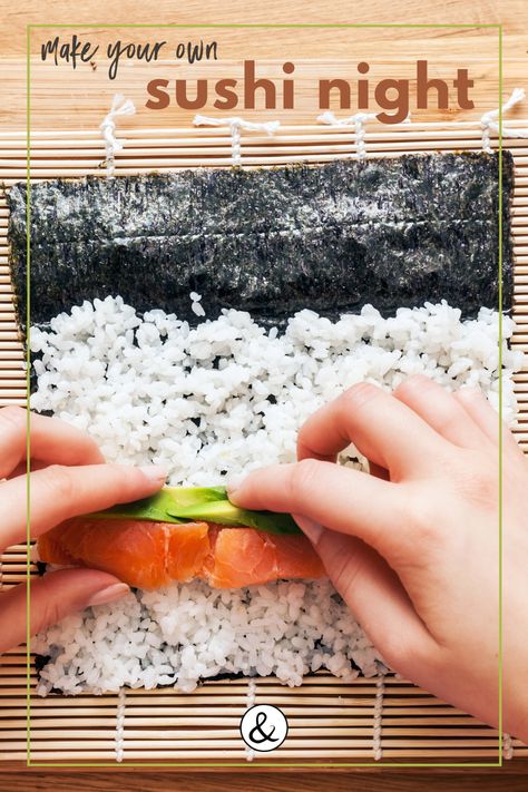 Sushi Date Night At Home, Sushi Night At Home, Sushi Tutorial, Recipes Sushi, Types Of Sushi Rolls, Uni Meals, Homeschool Adventures, Make Your Own Sushi, California Rolls