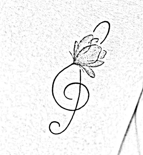 Music Note With Butterfly Tattoo, Dainty Music Note Tattoo, Music Note Flower Tattoo, Music Related Tattoos For Women, Music Notes Tattoo Behind Ear, Violin Doodle, Tattoos For Music Lovers, Music Related Tattoos, Sheet Music Tattoo