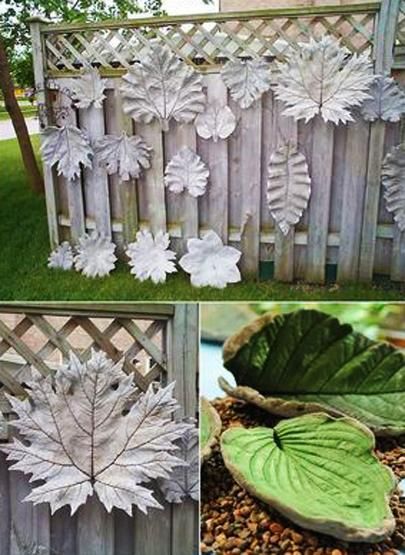 Cement Leaves, Funny Vine, Concrete Leaves, Cement Garden, Cement Diy, Concrete Diy Projects, Cement Art, Diy Gardening, Concrete Crafts