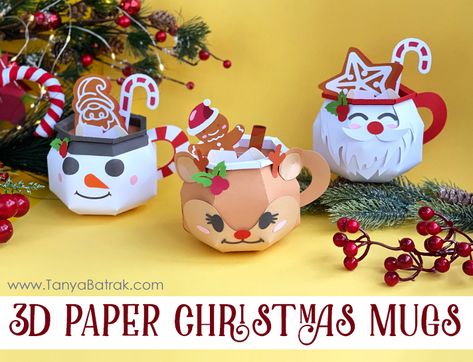 Cricut Christmas Paper Projects, Christmas Paper Crafts Cricut, 3d Christmas Paper Craft, Christmas Papercraft Ideas, Christmas 3d Paper Crafts, Silhouette Christmas Projects, Christmas Paper Crafts Diy, Cricut Paper Projects, Cricut Christmas Decorations