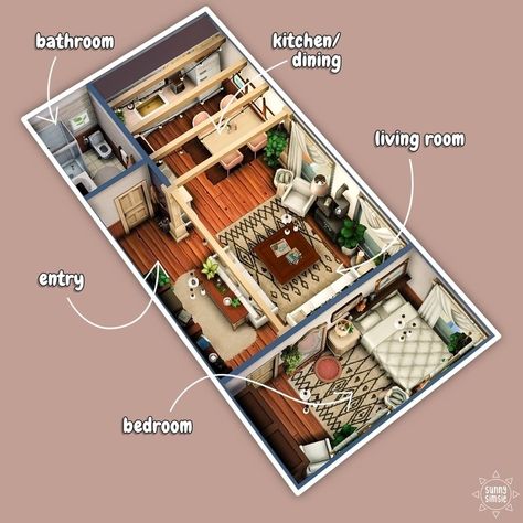 Sims 4 Floor Plans Apartment, Cozy Apartment Layout, Sims 4 1 Bedroom Apartment, Cozy Apartment Sims 4, Sims 4 1310 21 Chic Street Layout, Sims 4 Apartment Layout Eco Lifestyle, Weird Apartment Layout, Sims 4 One Bedroom Apartment, Sims 4 21 Chic Street