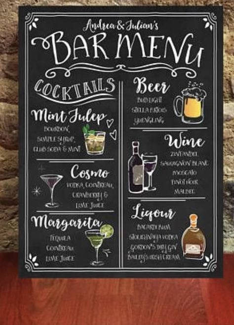 Bar Menu Chalkboard Ideas, Chalkboard Specials Menu Boards, Mocktail Counter Design, Drink Menu Chalkboard, Chalkboard Drinks, Bar Chalkboard Ideas, Pizza Menu Design, Chalkboard Restaurant, Bar Chalkboard