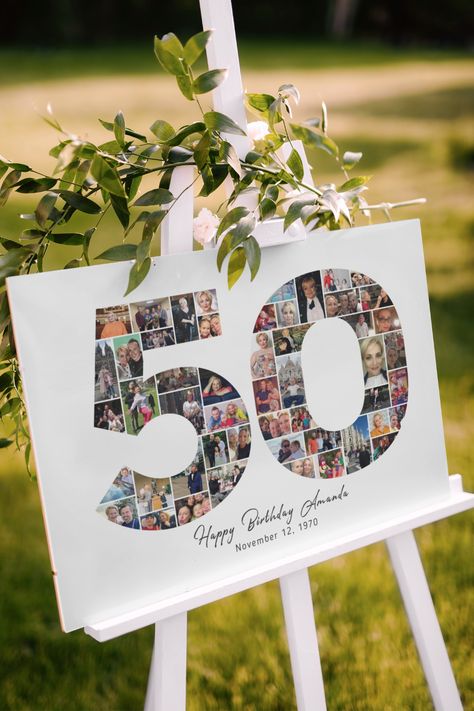 Gift a picture-perfect moment and celebrate a 50th wedding milestone. #50thBirthday, #50thBirthdayParty, #50thAnniversary, #50thBirthdayGifts 50th Birthday Celebration Ideas, 50th Wedding Anniversary Decorations, Birthday Gift For Grandma, 50th Birthday Gifts For Men, 80th Birthday Decorations, Birthday Decorations At Home, Moms 50th Birthday, Birthday Photo Collage, Photo Collage Gift