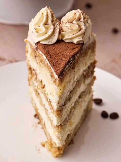 Tiramisu Birthday Cake, Bakes Goods, Genoise Sponge Cake, Authentic Tiramisu, Amaretto Recipe, Traditional Tiramisu, Genoise Sponge, Tiramisu Cake Recipe, Cake With Mascarpone