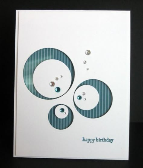 With a fish it could say Birthday FISHES.  I think that would be cute!  Rhinestones and Rounds by cmagro - Splitcoaststampers Gender Neutral Birthday Cards, Circle Cards, My Christmas List, Acetate Cards, Cross Eyed, Birthday Card Craft, Masculine Birthday Cards, Cricut Cards, Birthday Cards Diy