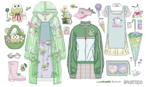 Paper Dolls Clothing, Paper Doll Template, Clothing Design Sketches, Hello Kitty Art, Paper Dolls Printable, Drawing Clothes, Kawaii Art, Sanrio Characters, Paper Doll